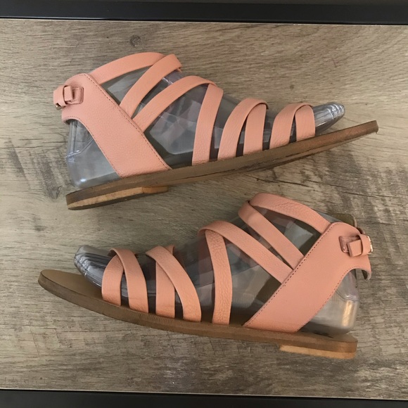 J CREW Peach LEATHER Strappy GLADIATOR SANDALS  6 - Picture 4 of 6
